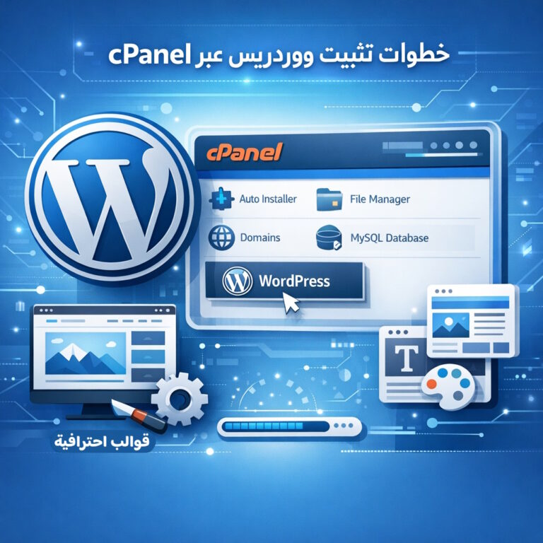 Website Hosting & Designer تثبيت WordPress مع قالب احترافي عبر لوحة التحكم cPanel استضافة موقع وتسويق المحتوى الرقمي سيو محرك بحث جوجل تصميم موقع