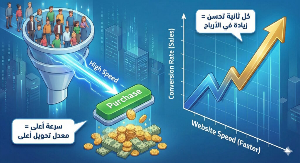 ضاعف مبيعاتك في السعودية بتحسين سرعة موقعك معادلة المبيعات السرعة تساوي معدل تحويل أعلى
