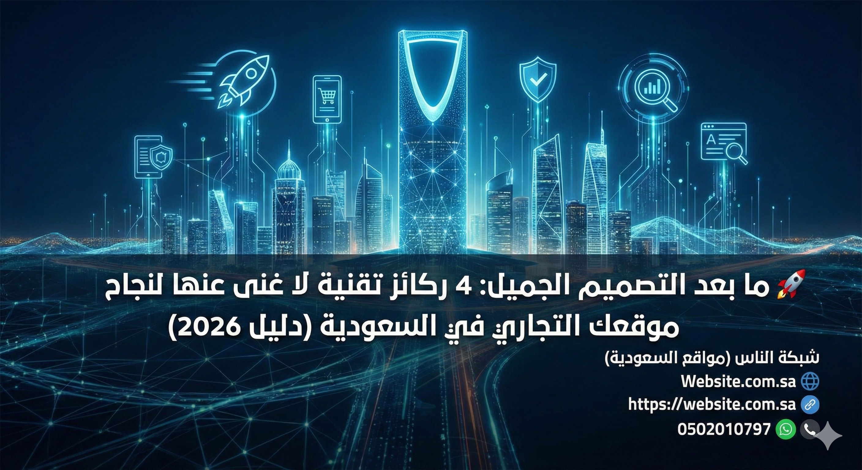 ما بعد التصميم الجميل 4 ركائز تقنية لا غنى عنها لنجاح موقعك التجاري في السعودية (دليل 2026) تسجيل دومين تصميم مواقع استضافة بريد حماية أمان