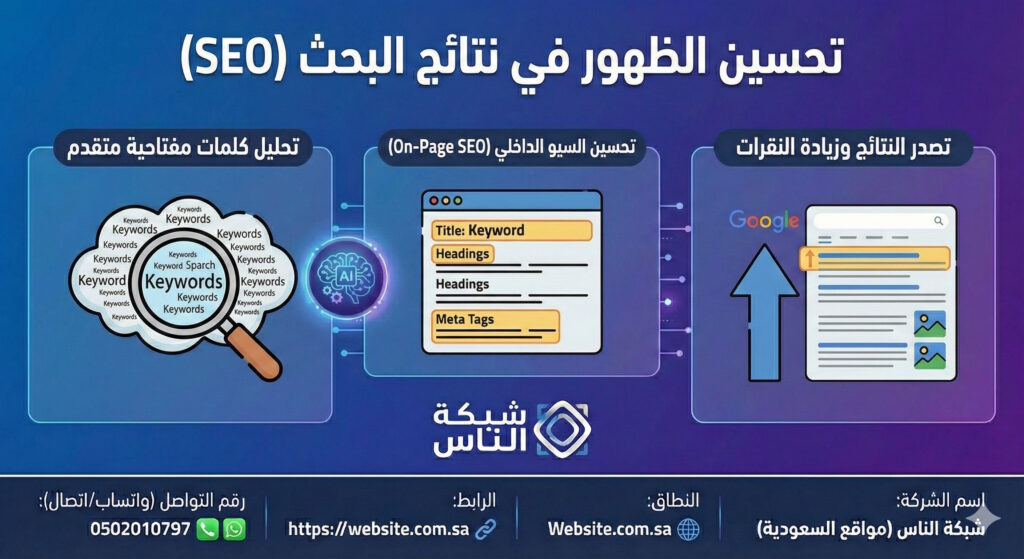 يساعد الذكاء الاصطناعي المحترف في نشر محتوى مواقع الإنترنت وتحسين ظهوره في نتائج البحث - سيو SEO الوصول إلى القمة بذكاء